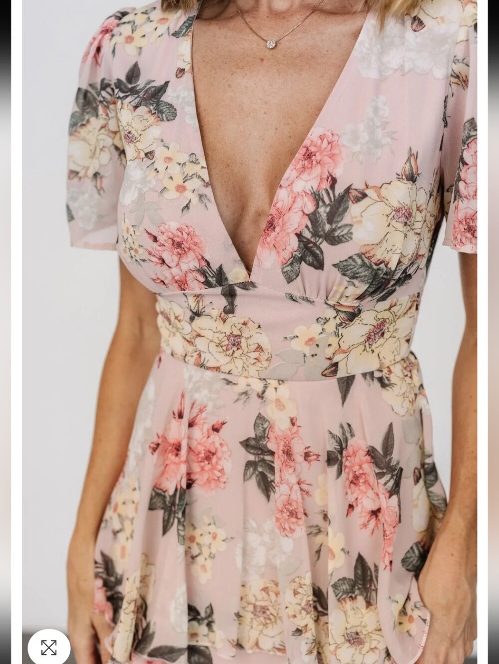 NWT Baltic Born Montaigne Maxi Dress Chiffon Pale Blush Floral Women's Large - Picture 3 of 14